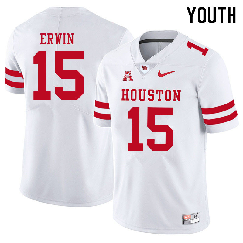 Youth #15 Jaylen Erwin Houston Cougars College Football Jerseys Sale-White - Click Image to Close